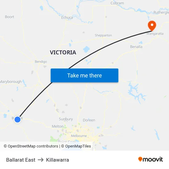 Ballarat East to Killawarra map