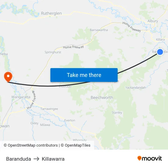 Baranduda to Killawarra map