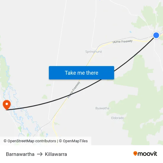 Barnawartha to Killawarra map