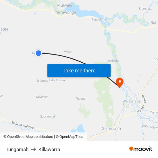 Tungamah to Killawarra map