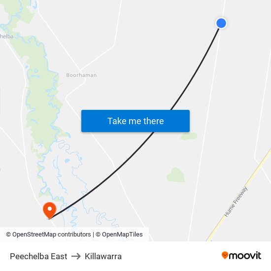 Peechelba East to Killawarra map