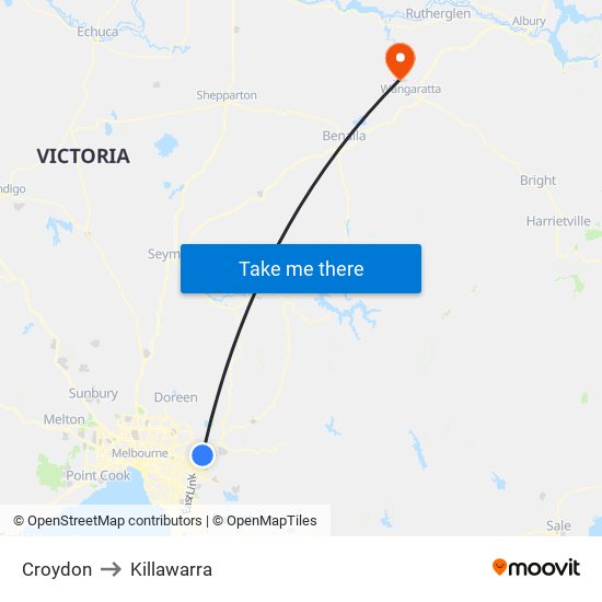 Croydon to Killawarra map