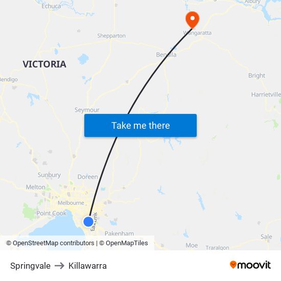 Springvale to Killawarra map