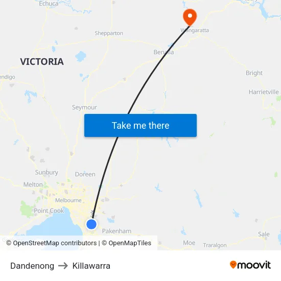 Dandenong to Killawarra map