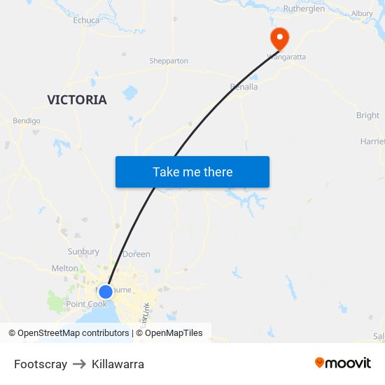 Footscray to Killawarra map