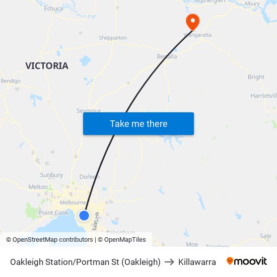 Oakleigh Station/Portman St (Oakleigh) to Killawarra map