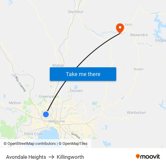 Avondale Heights to Killingworth map