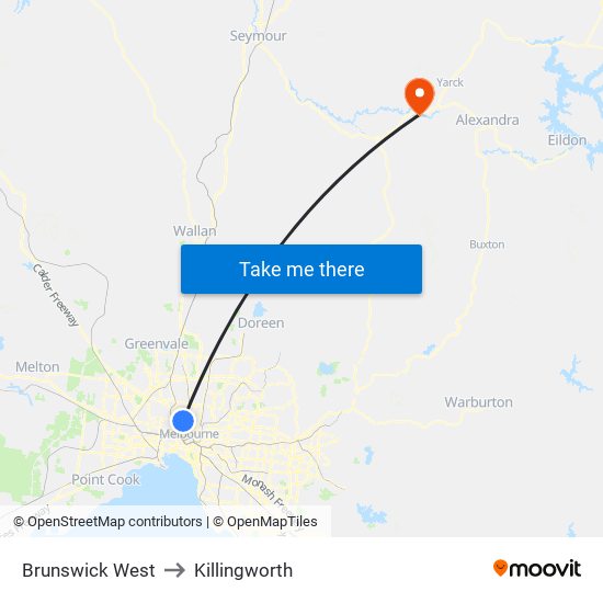 Brunswick West to Killingworth map