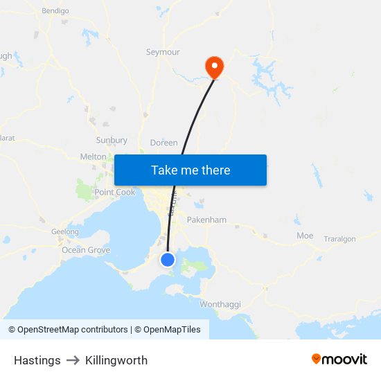 Hastings to Killingworth map