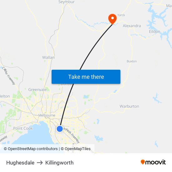 Hughesdale to Killingworth map