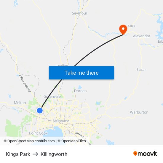 Kings Park to Killingworth map