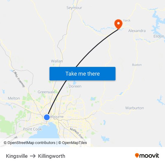 Kingsville to Killingworth map
