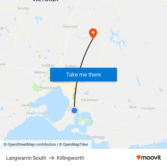 Langwarrin South to Killingworth map