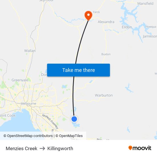 Menzies Creek to Killingworth map