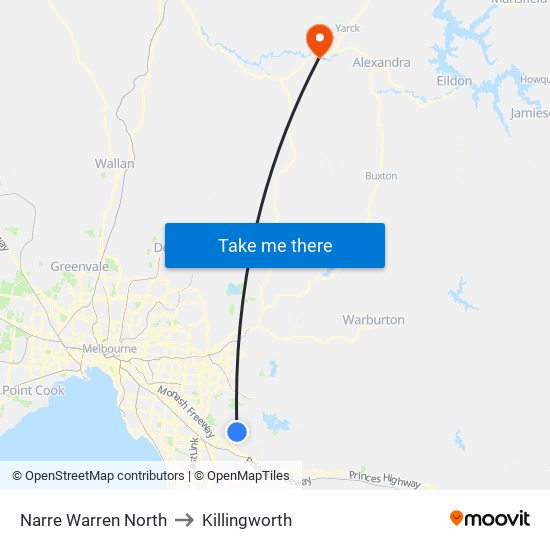 Narre Warren North to Killingworth map