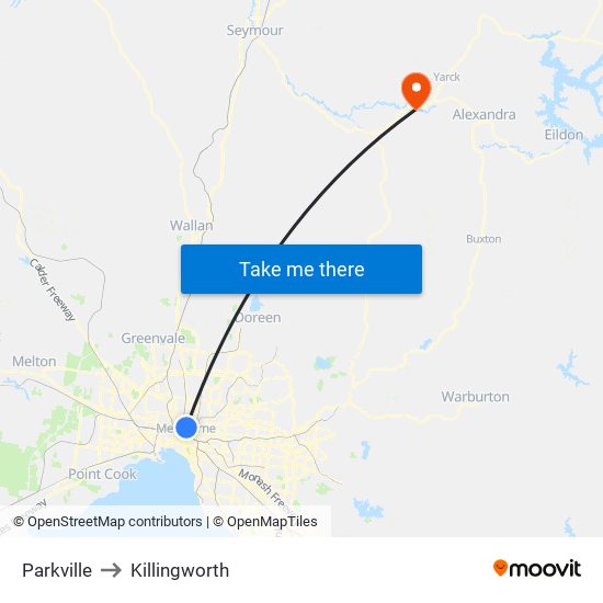 Parkville to Killingworth map