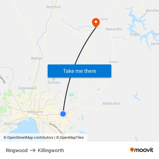 Ringwood to Killingworth map