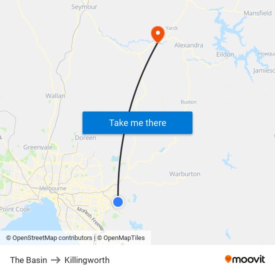 The Basin to Killingworth map