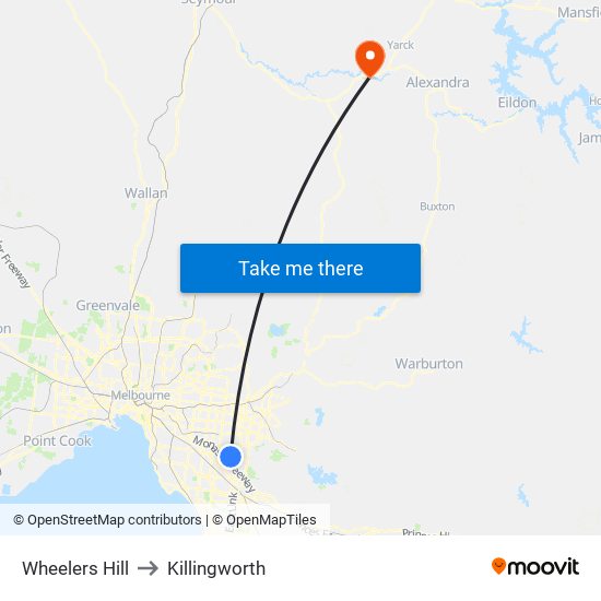 Wheelers Hill to Killingworth map