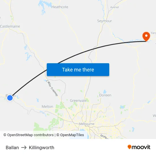 Ballan to Killingworth map