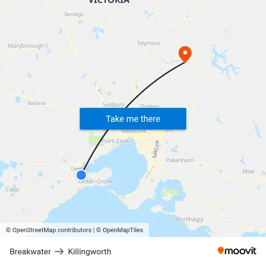 Breakwater to Killingworth map