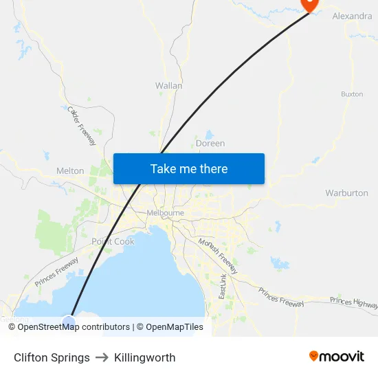 Clifton Springs to Killingworth map