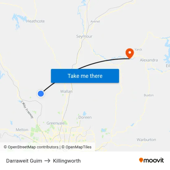 Darraweit Guim to Killingworth map