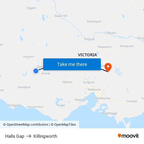 Halls Gap to Killingworth map