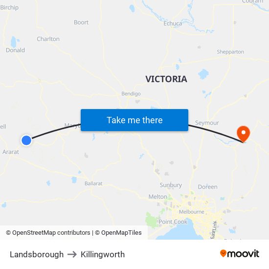 Landsborough to Killingworth map