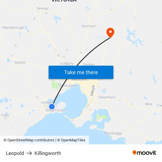 Leopold to Killingworth map