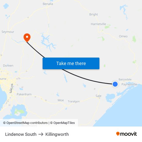 Lindenow South to Killingworth map