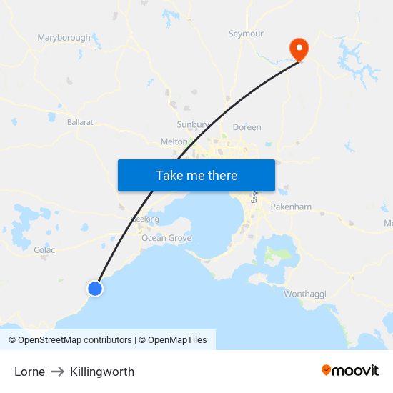 Lorne to Killingworth map