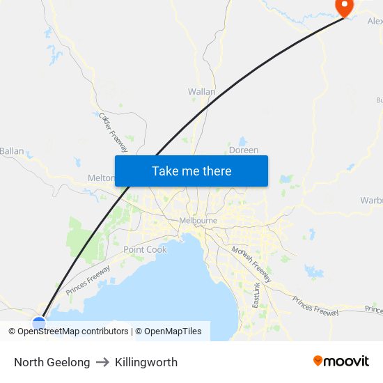 North Geelong to Killingworth map