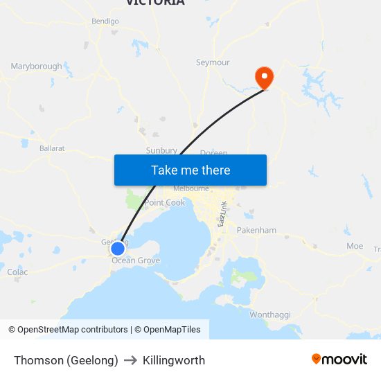 Thomson (Geelong) to Killingworth map