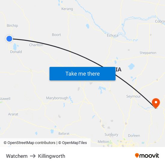 Watchem to Killingworth map