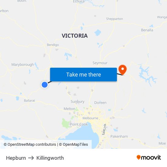 Hepburn to Killingworth map