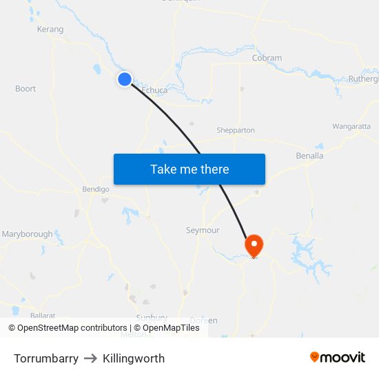 Torrumbarry to Killingworth map