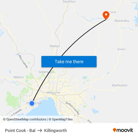 Point Cook - Bal to Killingworth map