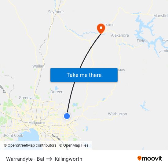 Warrandyte - Bal to Killingworth map
