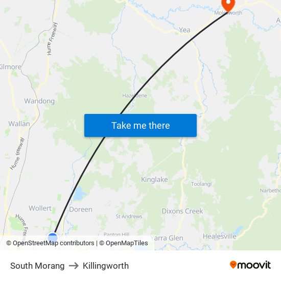 South Morang to Killingworth map