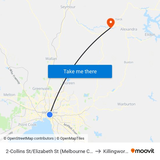2-Collins St/Elizabeth St (Melbourne City) to Killingworth map