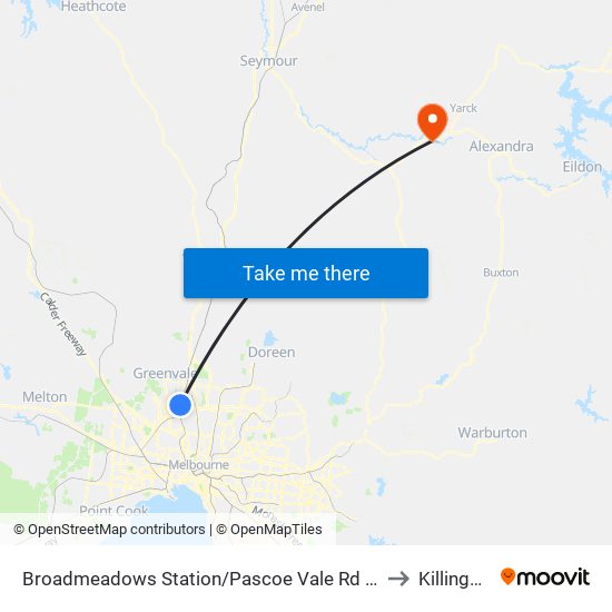 Broadmeadows Station/Pascoe Vale Rd (Broadmeadows) to Killingworth map