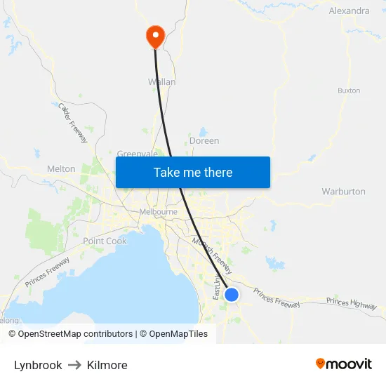 Lynbrook to Kilmore map