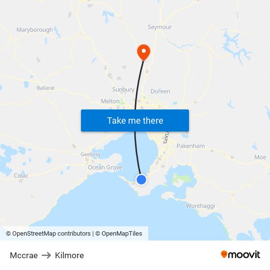 Mccrae to Kilmore map