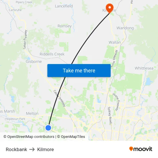 Rockbank to Kilmore map