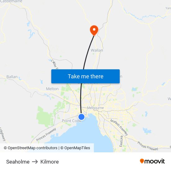 Seaholme to Kilmore map