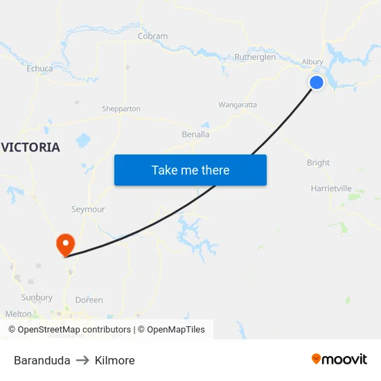 Baranduda to Kilmore map