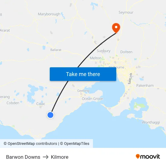 Barwon Downs to Kilmore map