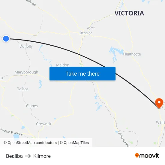 Bealiba to Kilmore map