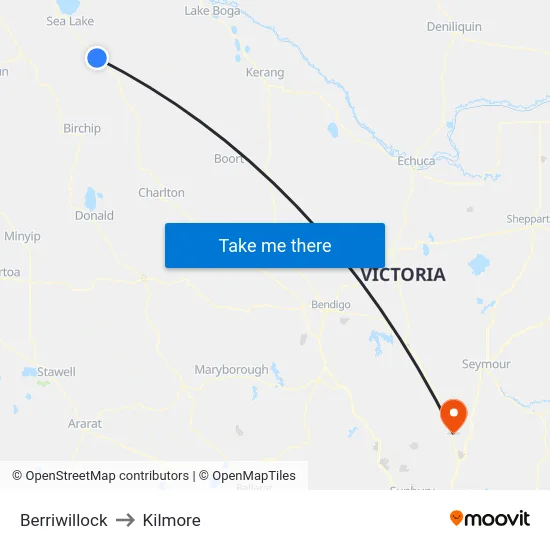 Berriwillock to Kilmore map